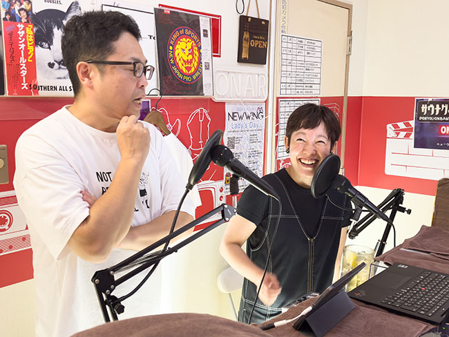「ふなばしばなし」パーソナリティの「Re: PRIVATE SAUNA 」大根支配人と「ジートピア」戸川さん