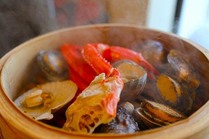 海鮮浜蒸しのできあがり