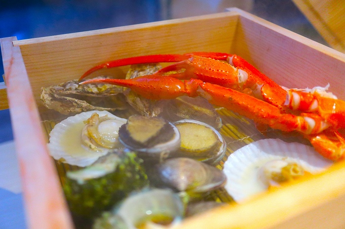 蒸しあがった海鮮浜蒸し