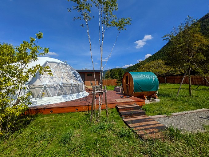 プライベートサウナ付きのグランピングテント