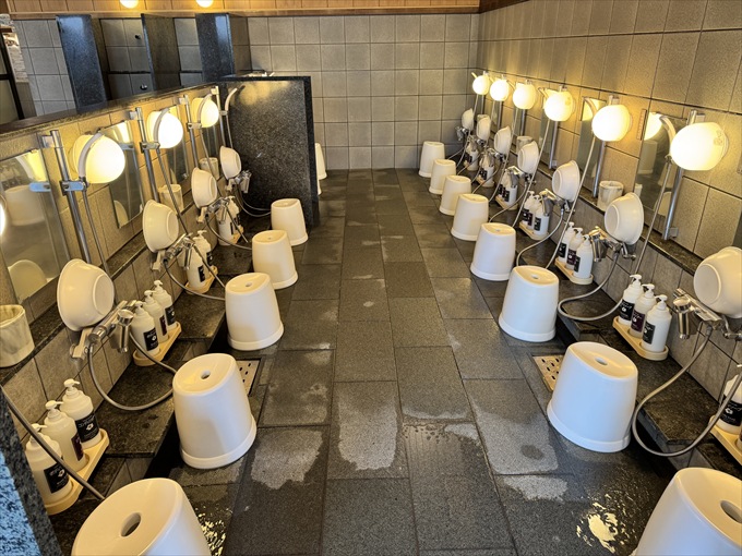 高濃度炭酸泉や広々サウナを備えた内湯