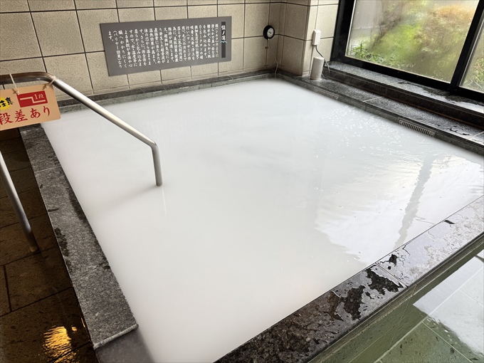 高濃度炭酸泉や広々サウナを備えた内湯