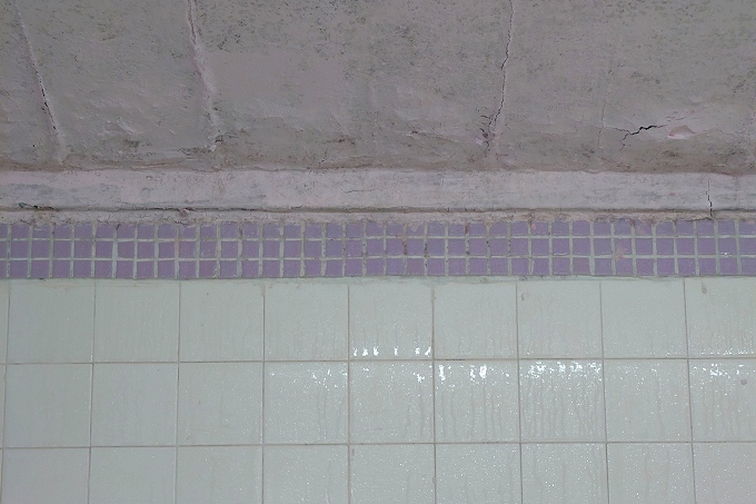 日の出湯の天井近くのタイル