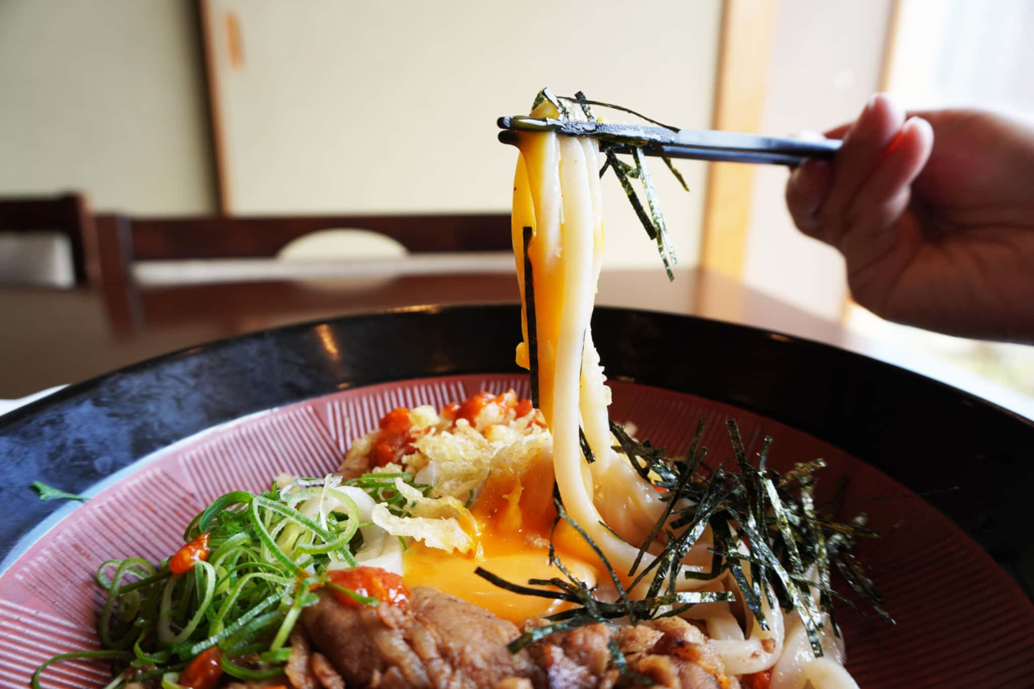 うどんもモチモチ食感で美味しかったです！