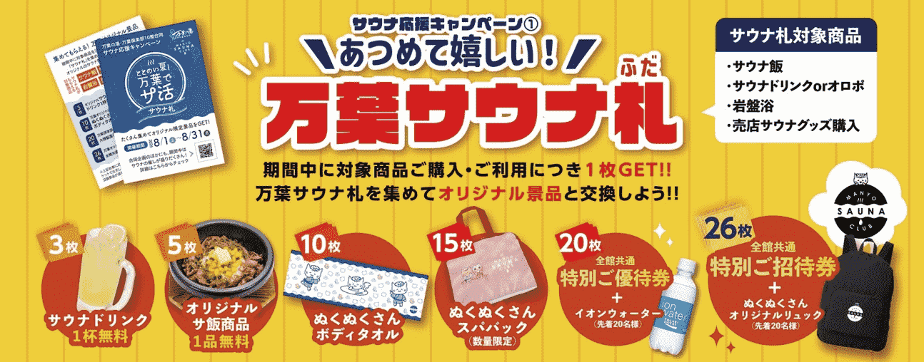 サウナ札の交換景品一覧